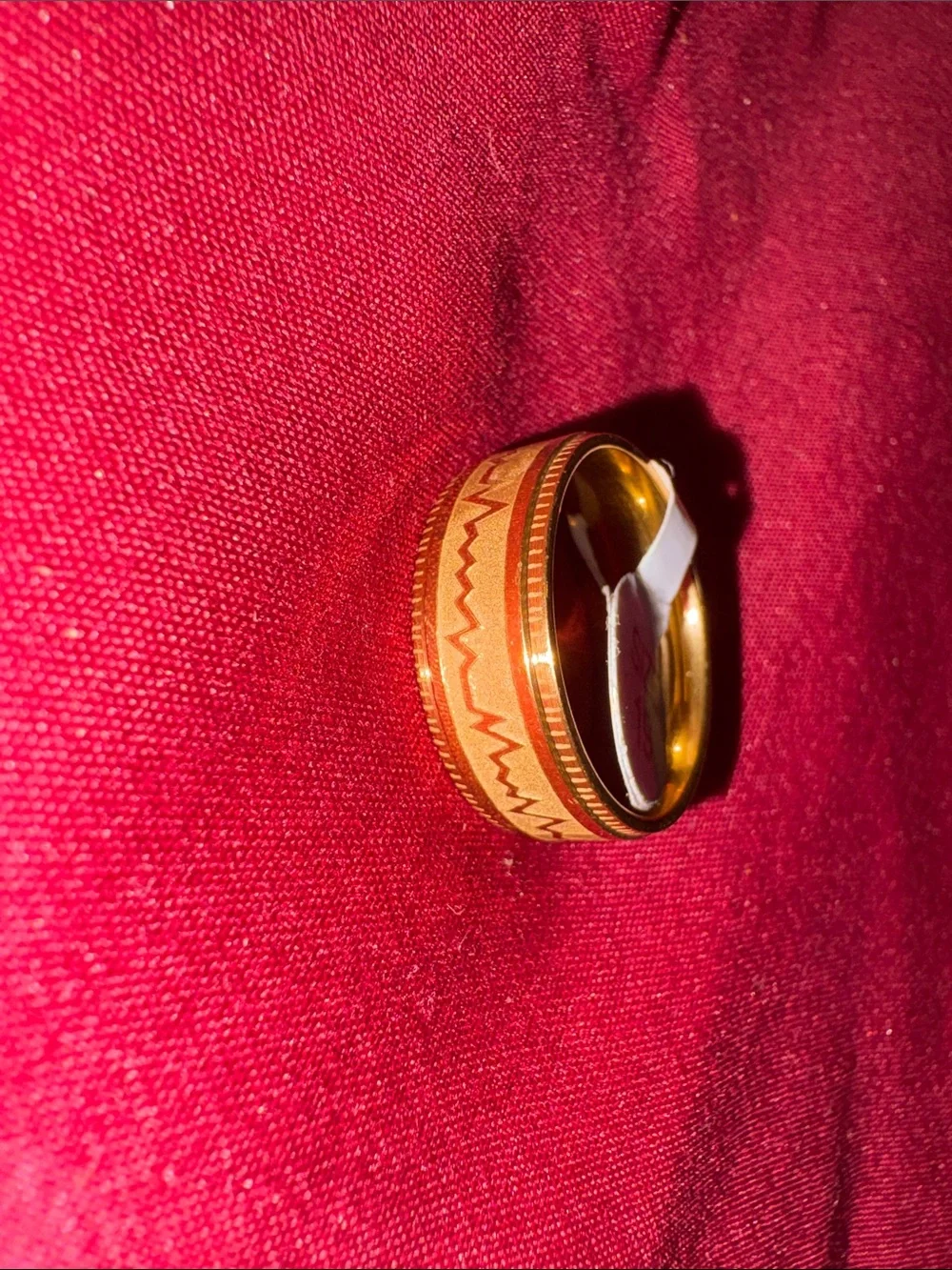 Gold-Tone Textured Women's Band Ring - Size 19